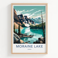 Moraine Lake Poster - Canada Travel Art - Turquoise Lake Mountains Wall Decor