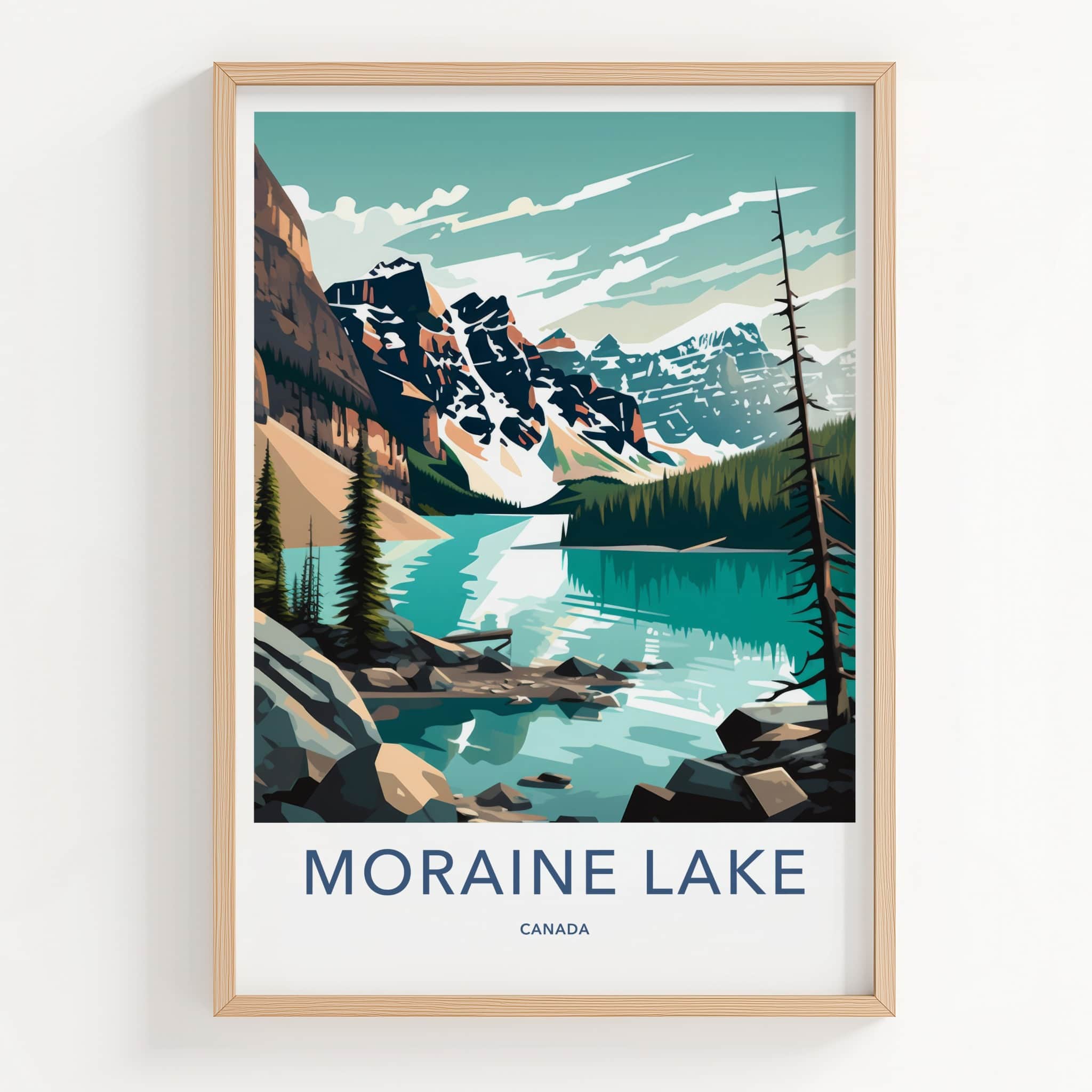 Moraine Lake Poster - Canada Travel Art - Turquoise Lake Mountains Wall Decor