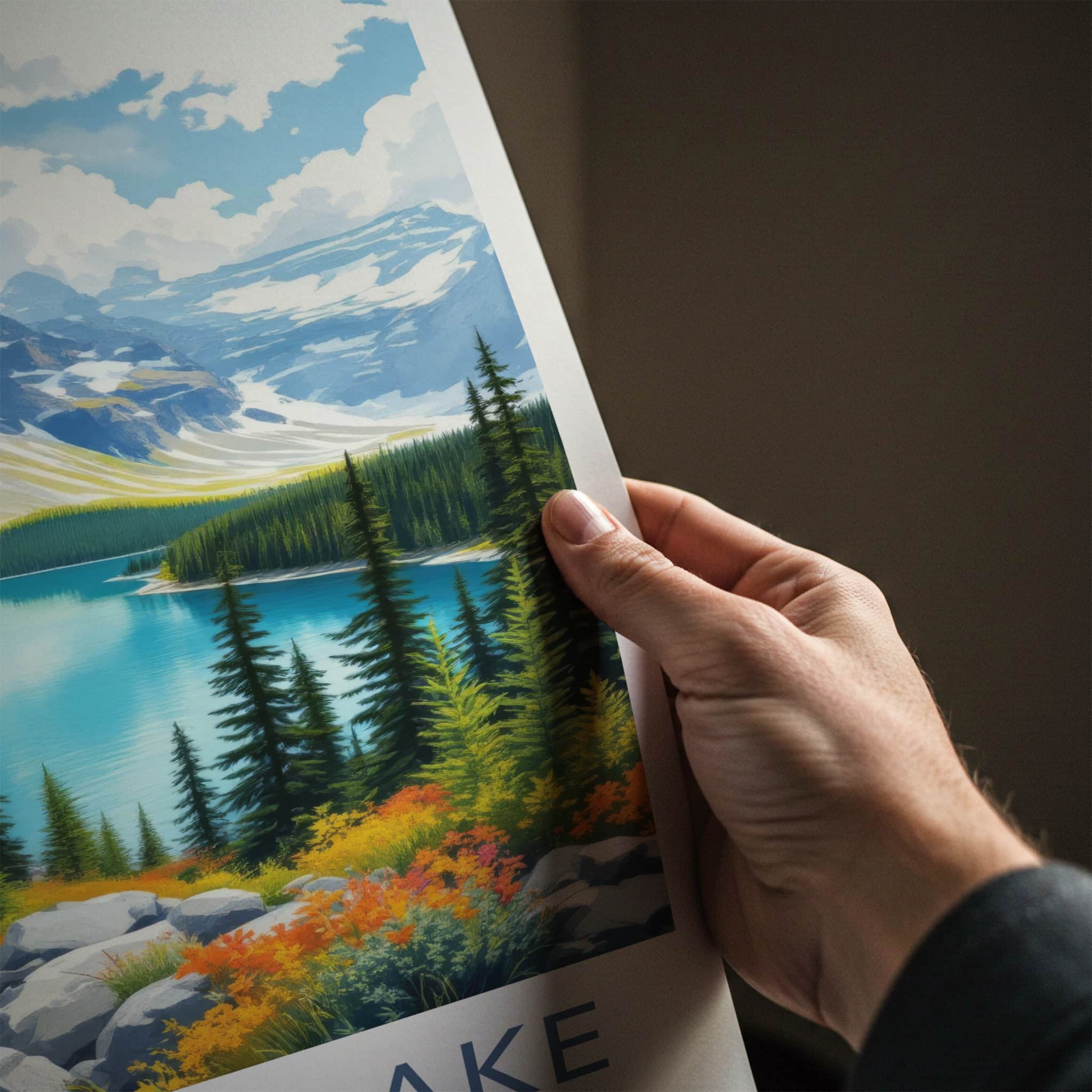 Moraine Lake Poster - Canada Travel Art - Vibrant Lake Scenery Home Decor