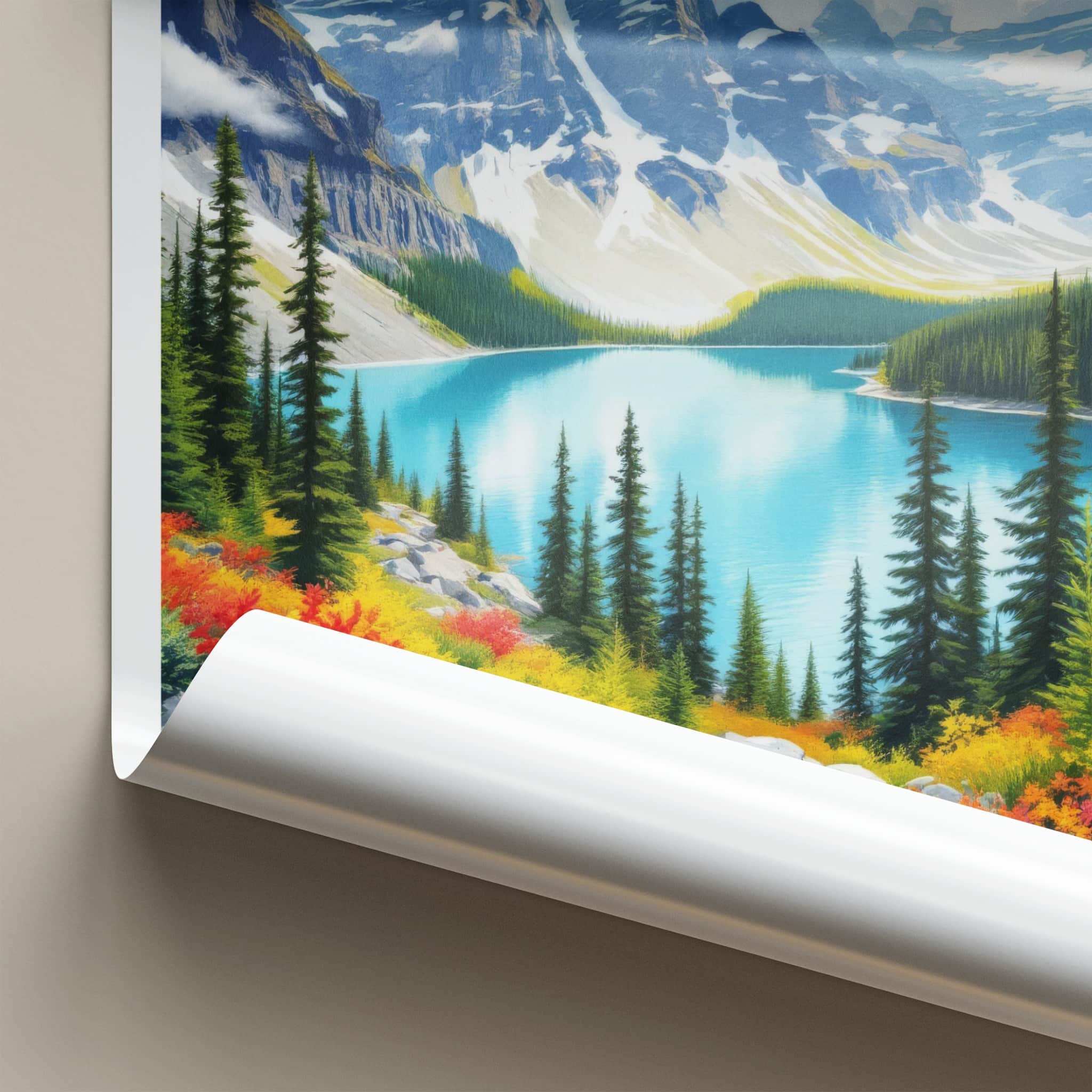 Moraine Lake Poster - Canada Travel Art - Vibrant Lake Scenery Home Decor