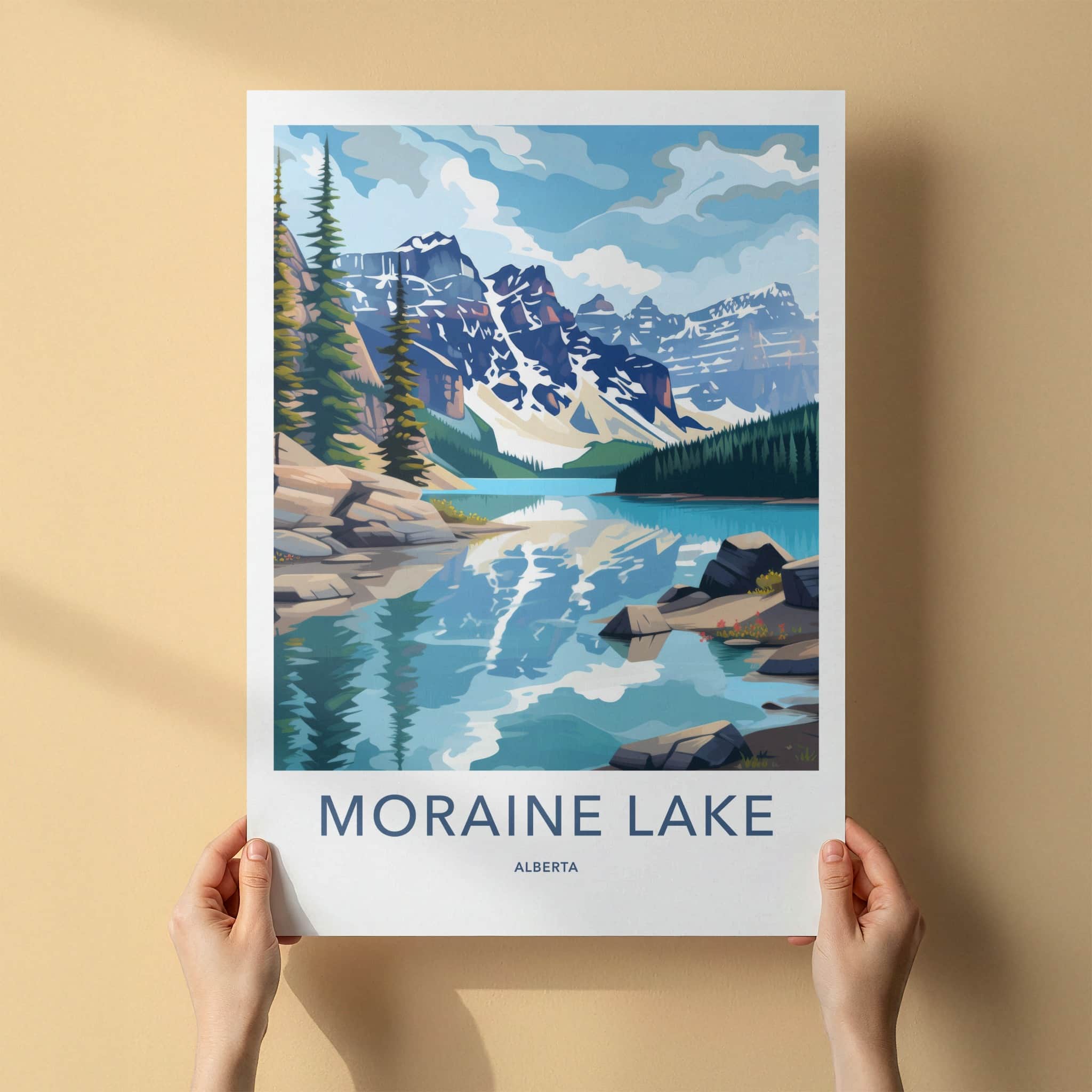 Moraine Lake Poster - Canada Wall Art - Mountain Lake Reflection Home Decor