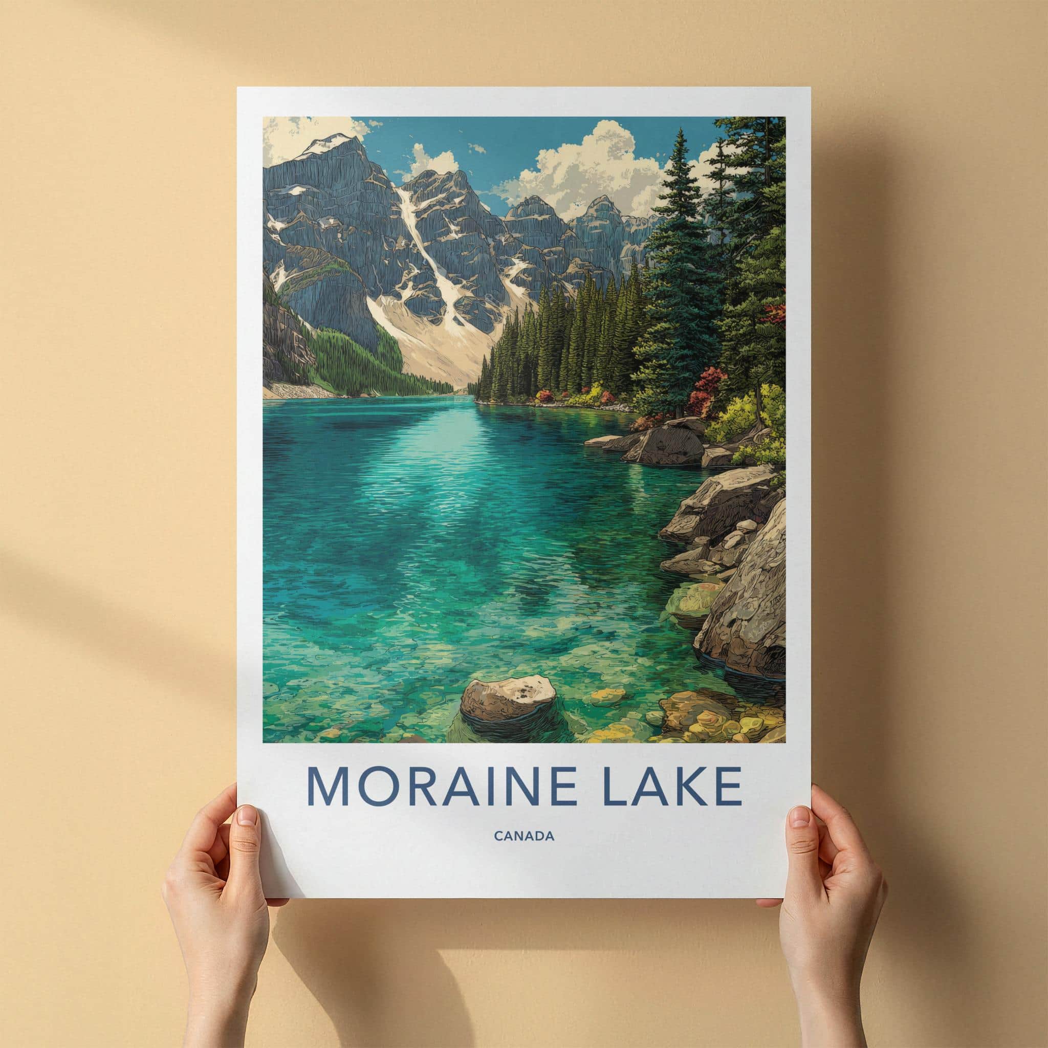 Moraine Lake Poster - Canada Wall Art - Mountain Lake Vista Home Decor