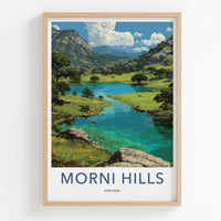 Morni Hills Poster - Haryana Travel Art - Lush Valley Lake Wall Decor