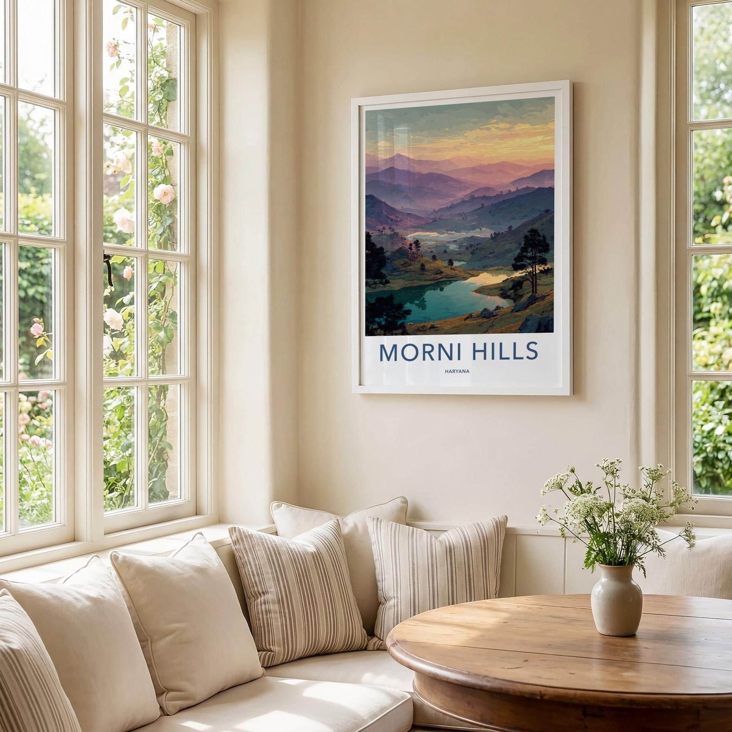 Morni Hills Poster - India Travel Art - Haryana Lake Sunset Wall Decor