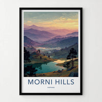 Morni Hills Poster - India Travel Art - Haryana Lake Sunset Wall Decor