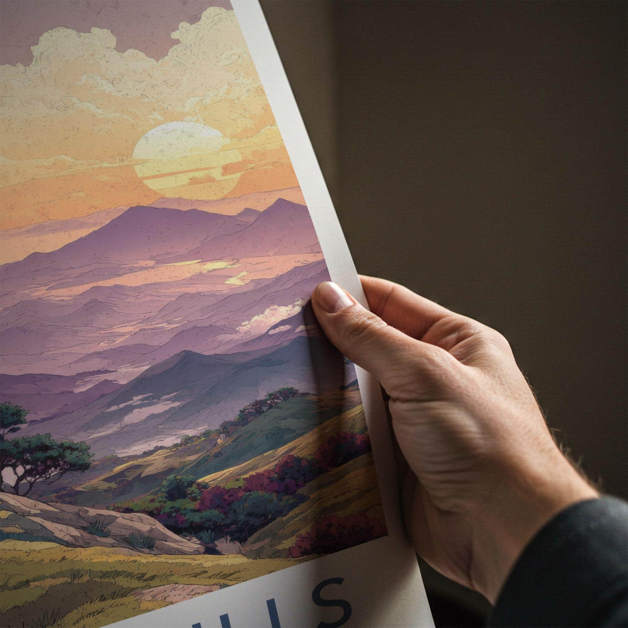 Morni Hills Poster - India Wall Art - Haryana Rolling Hills Sunset Home Decor