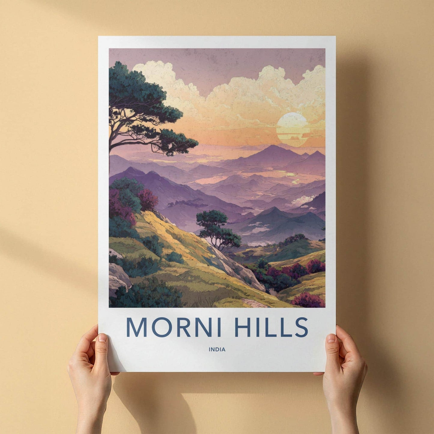 Morni Hills Poster - India Wall Art - Haryana Rolling Hills Sunset Home Decor