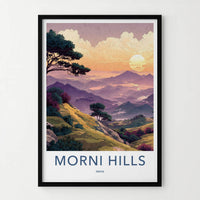 Morni Hills Poster - India Wall Art - Haryana Rolling Hills Sunset Home Decor