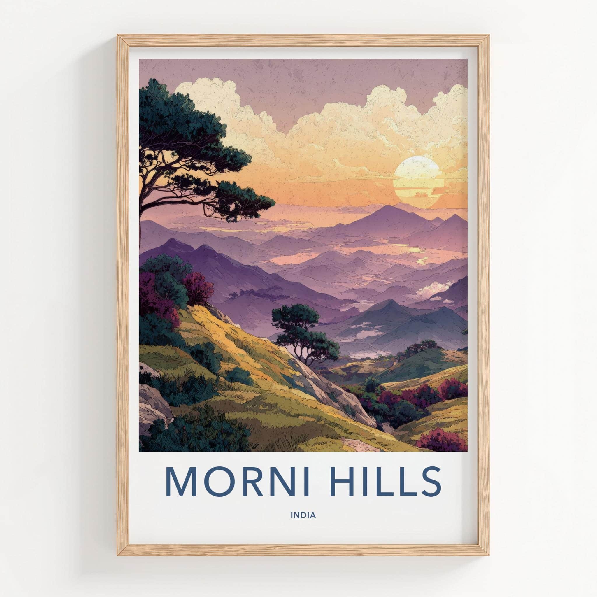 Morni Hills Poster - India Wall Art - Haryana Rolling Hills Sunset Home Decor