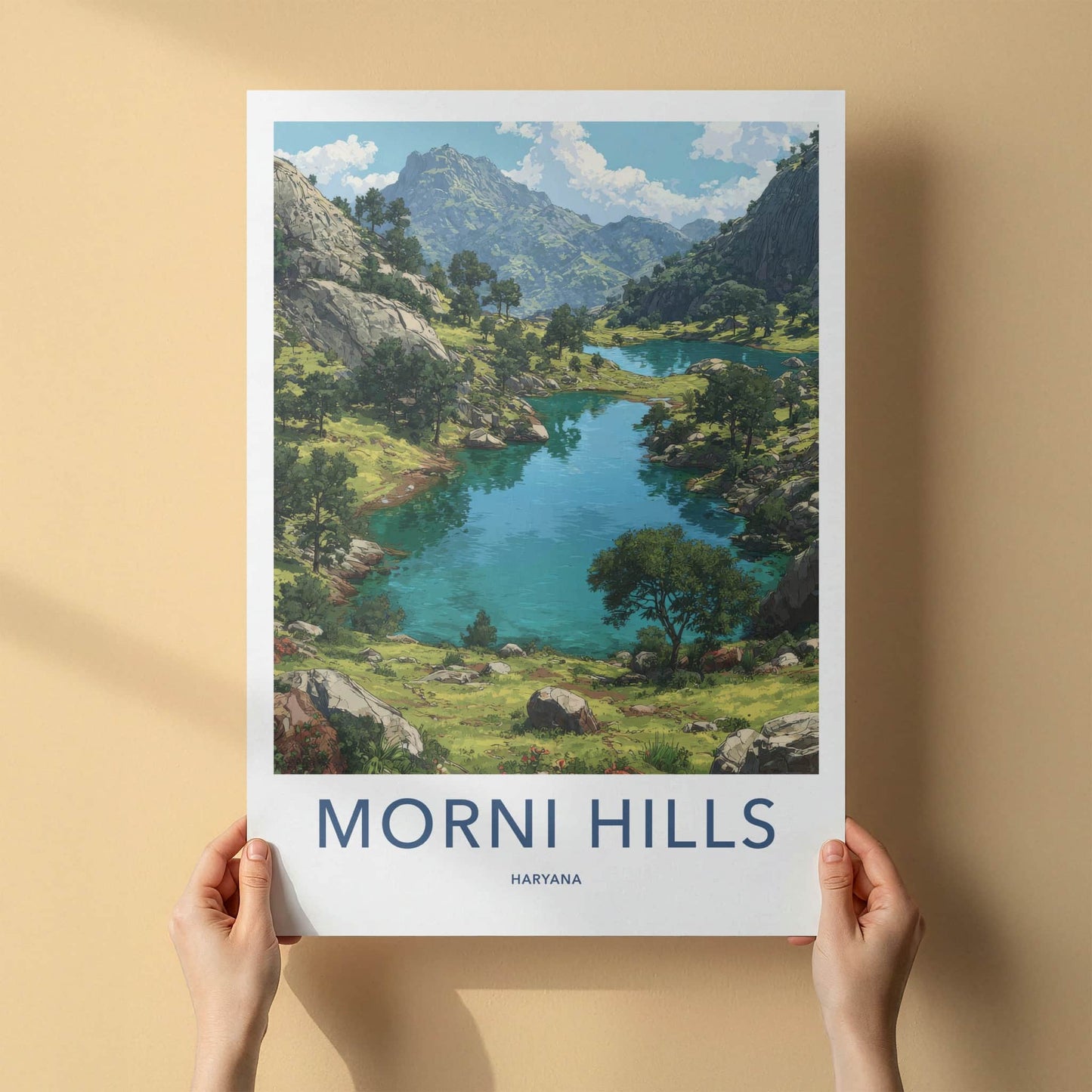 Morni Hills Poster - India Wall Art - Valley Lake Mountain Home Decor