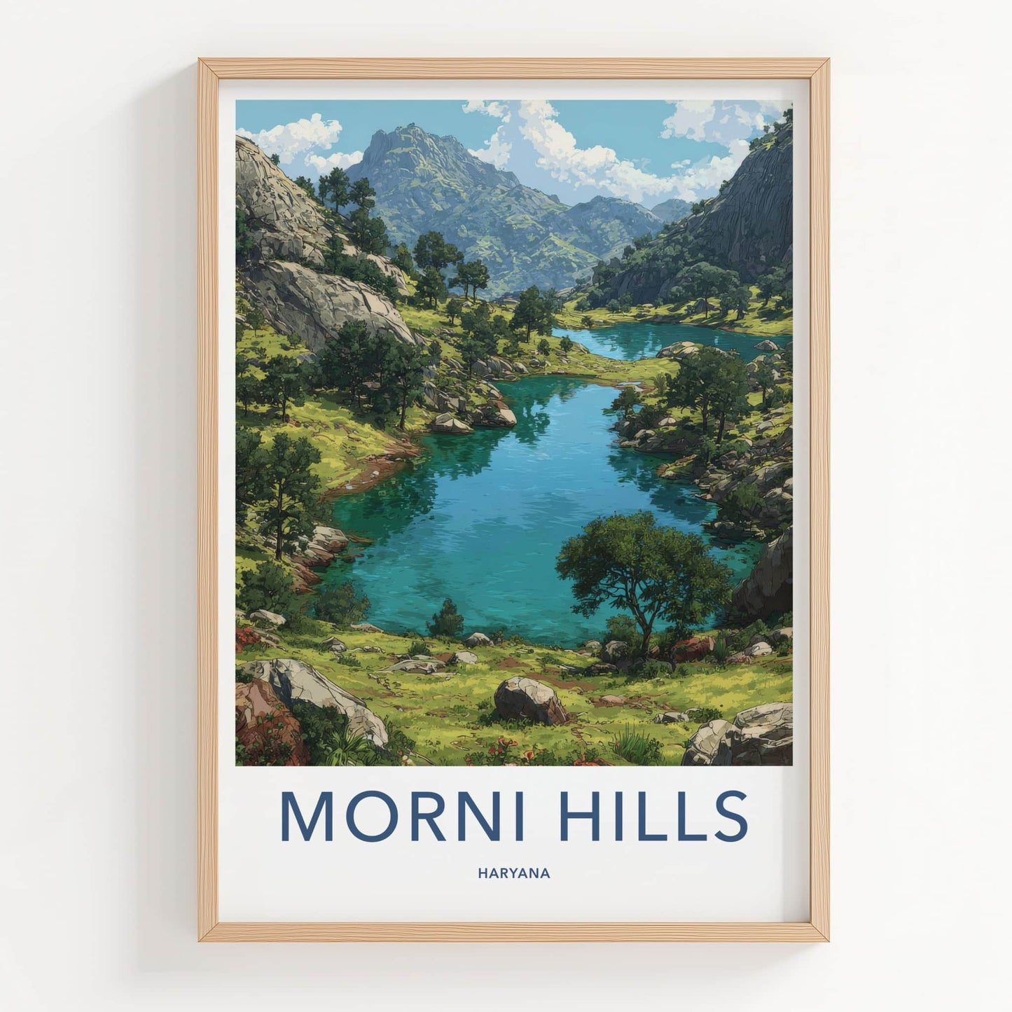 Morni Hills Poster - India Wall Art - Valley Lake Mountain Home Decor