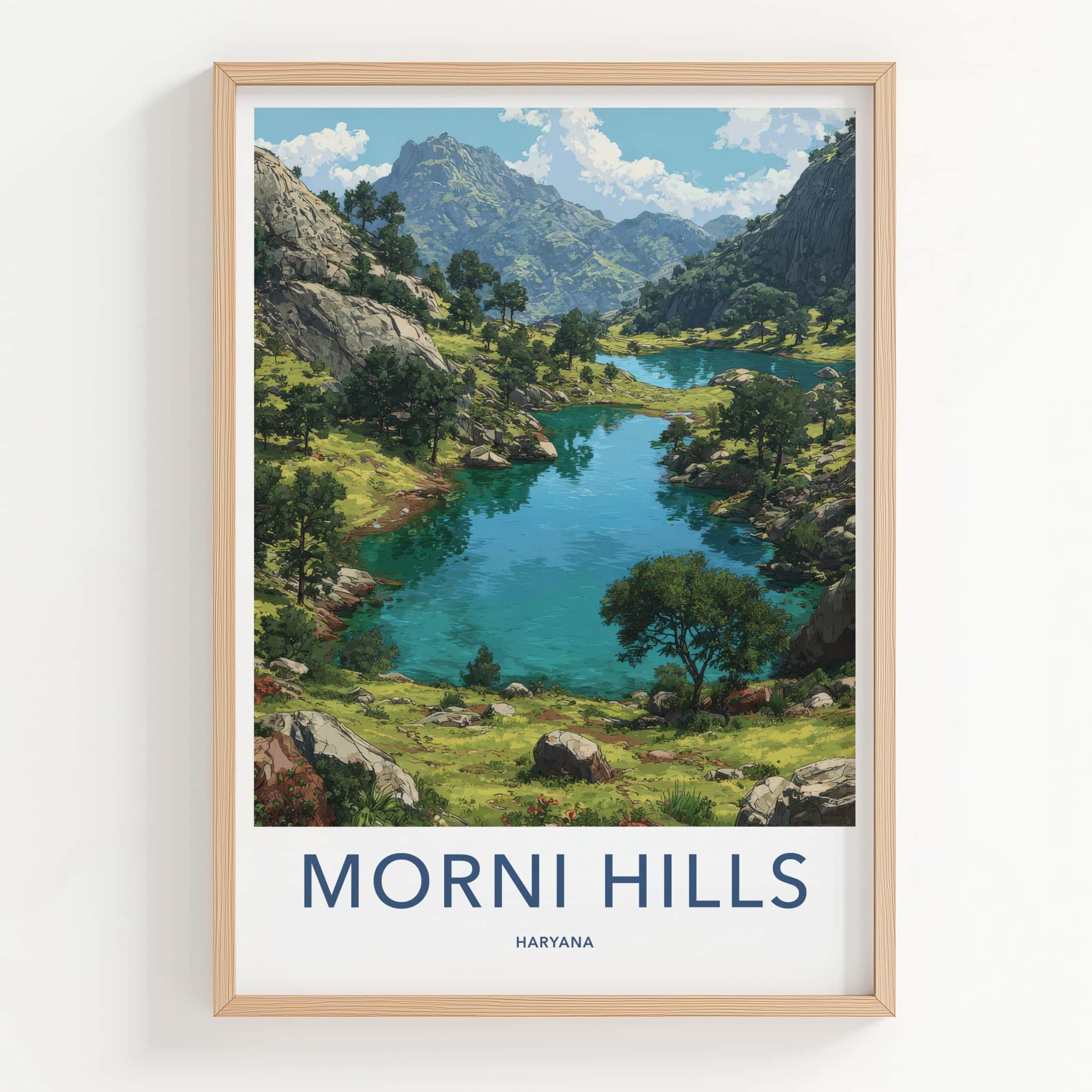 Morni Hills Poster - India Wall Art - Valley Lake Mountain Home Decor