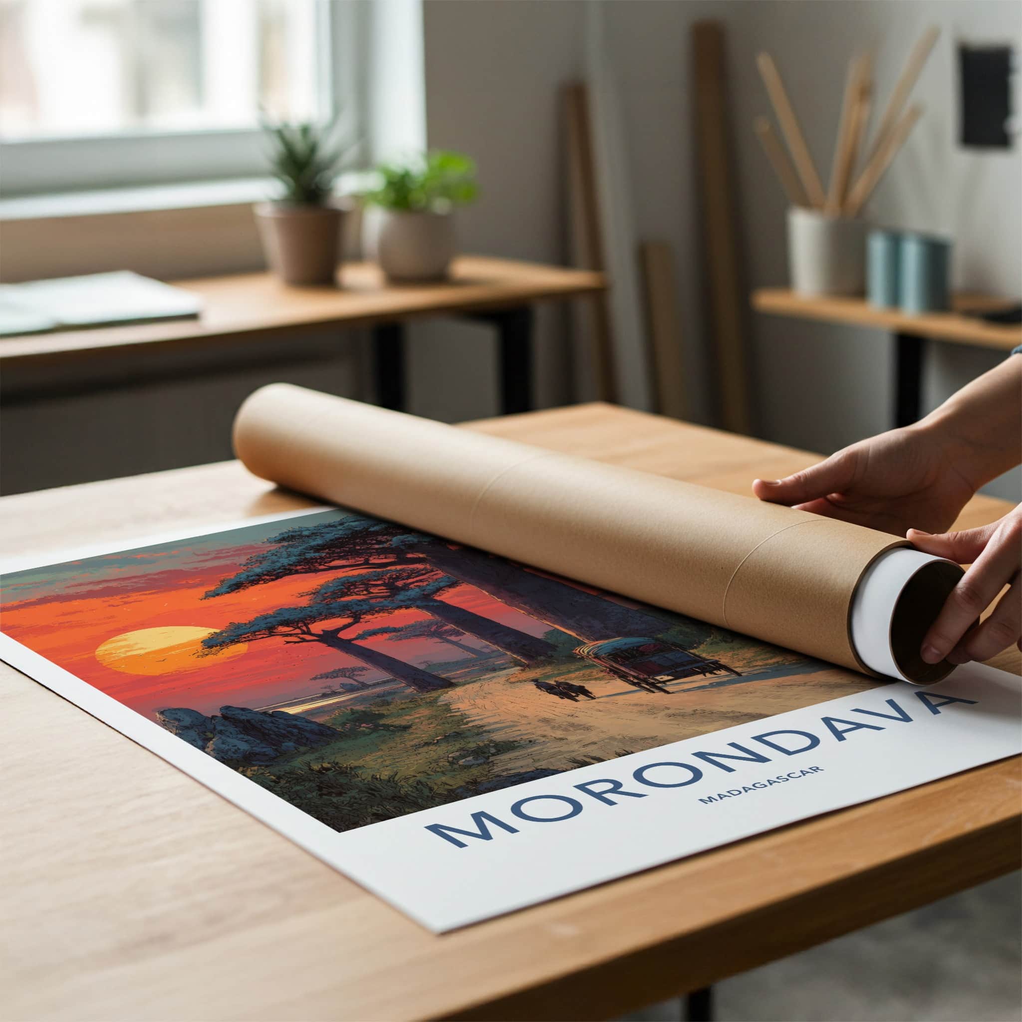 Morondava Poster - Madagascar Baobab Sunset Gallery Art