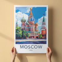 Moscow Poster - Russia Travel Art - Colorful Cathedral Domes Home Decor