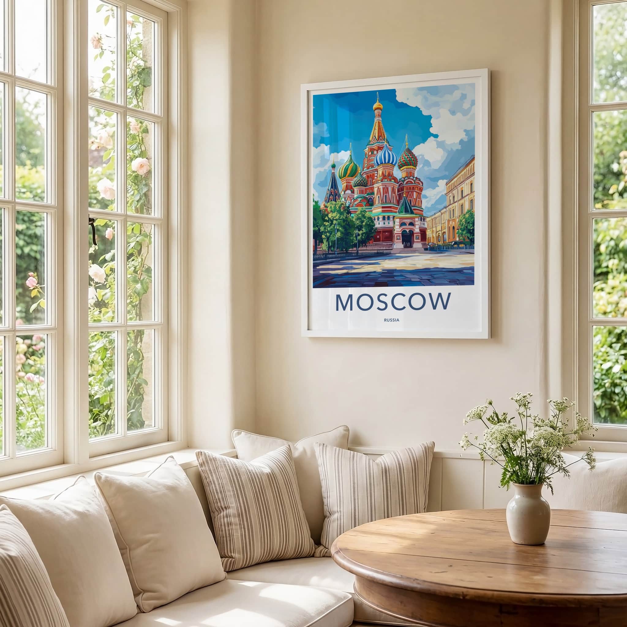 Moscow Poster - Russia Travel Art - Colorful Domes Cathedral Wall Decor