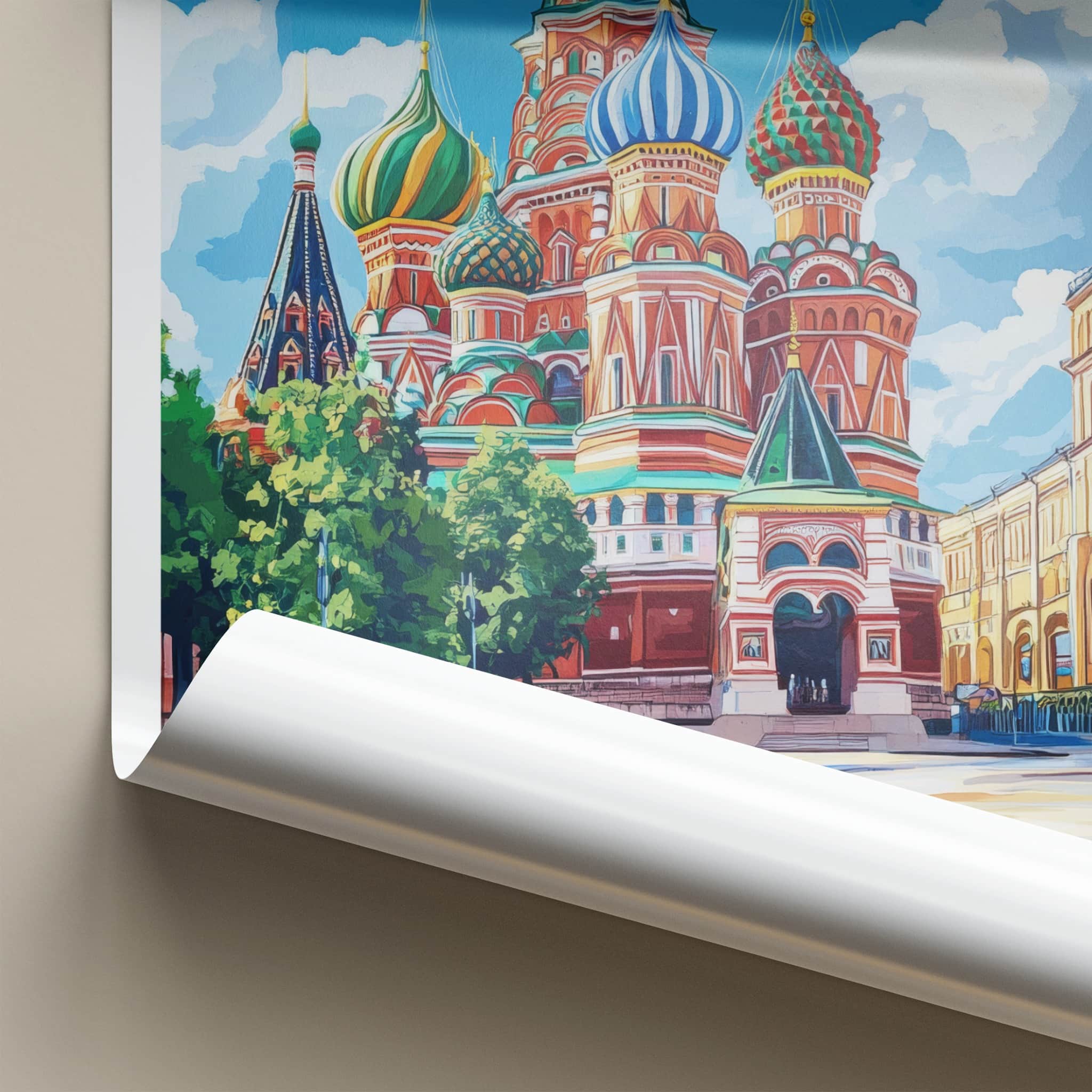 Moscow Poster - Russia Travel Art - Colorful Domes Cathedral Wall Decor