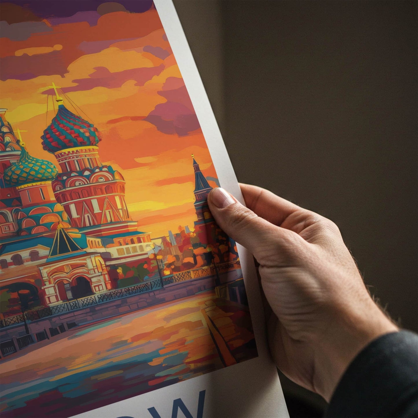 Moscow Poster - Russia Travel Art - Vibrant Cathedral Sunset Home Decor