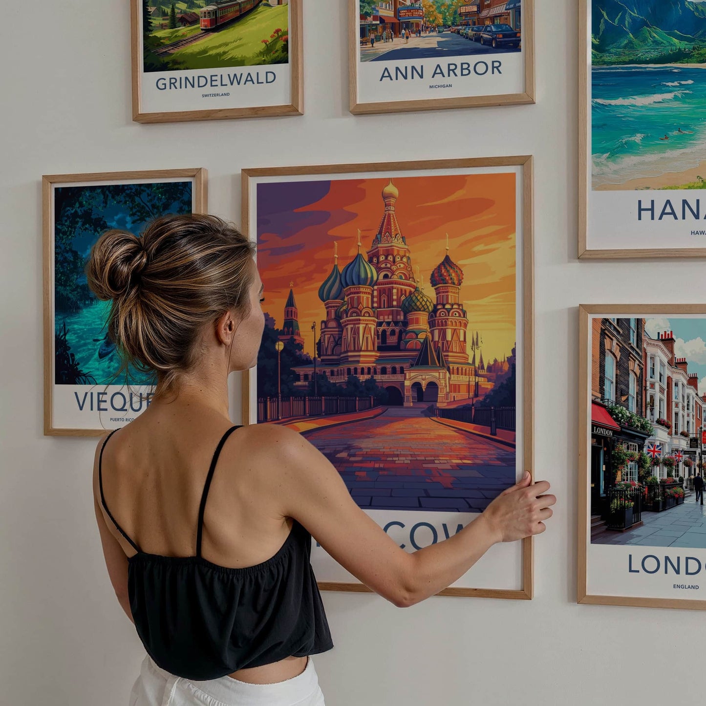Moscow Poster - Russia Travel Art - Vibrant Cathedral Sunset Wall Decor