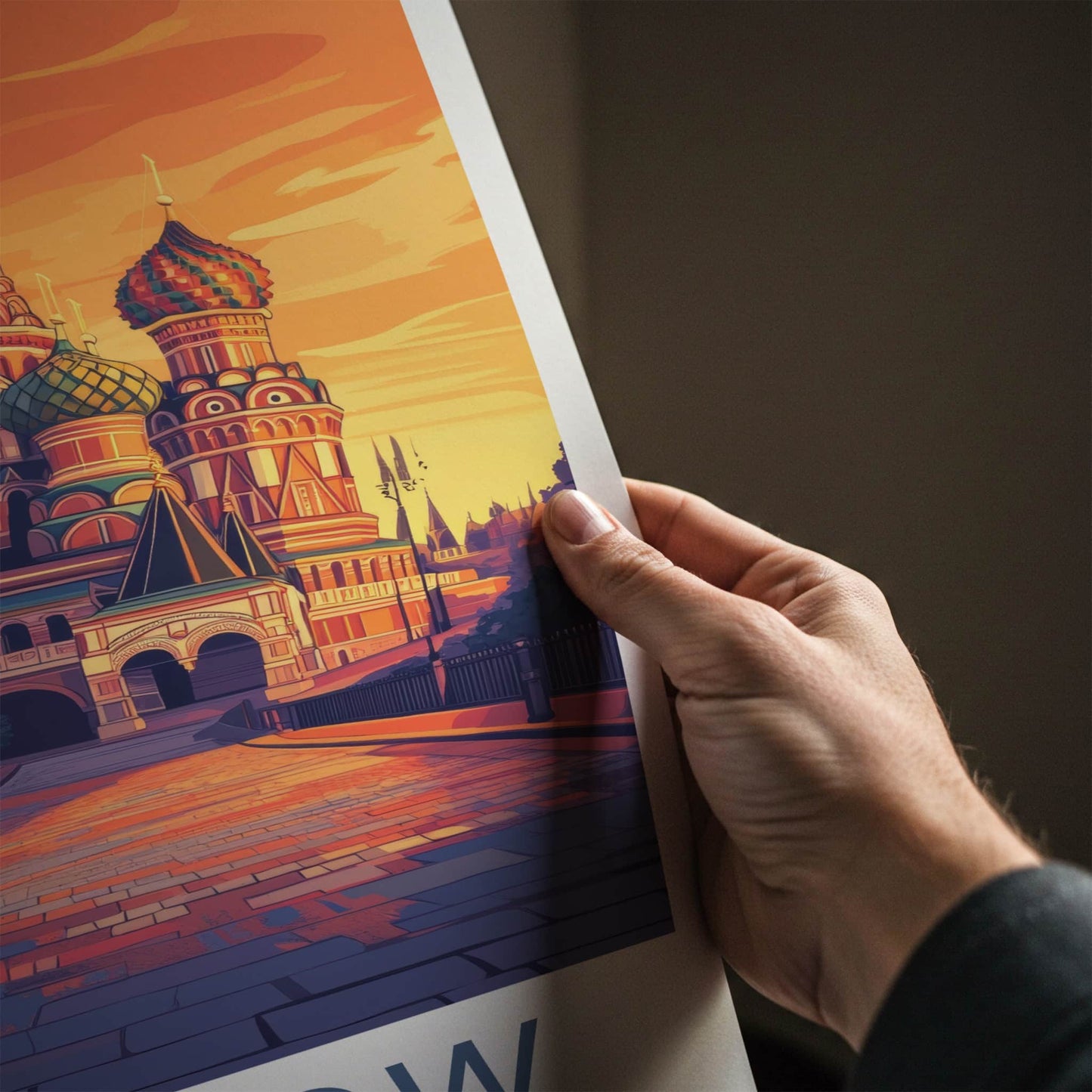 Moscow Poster - Russia Travel Art - Vibrant Cathedral Sunset Wall Decor