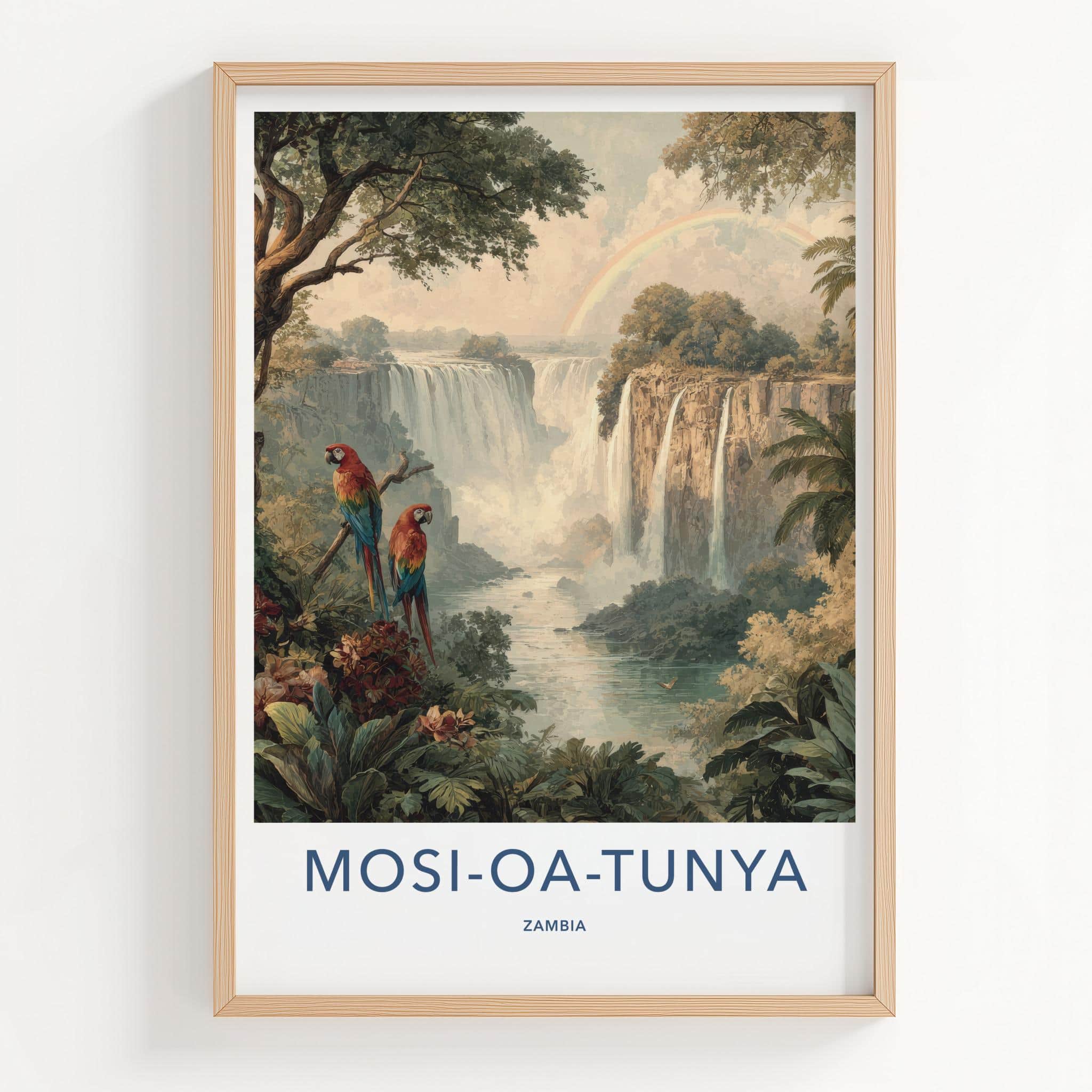 MOSI-OA-TUNYA Poster - Zambia Travel Art - Lush Jungle Waterfall Home Decor