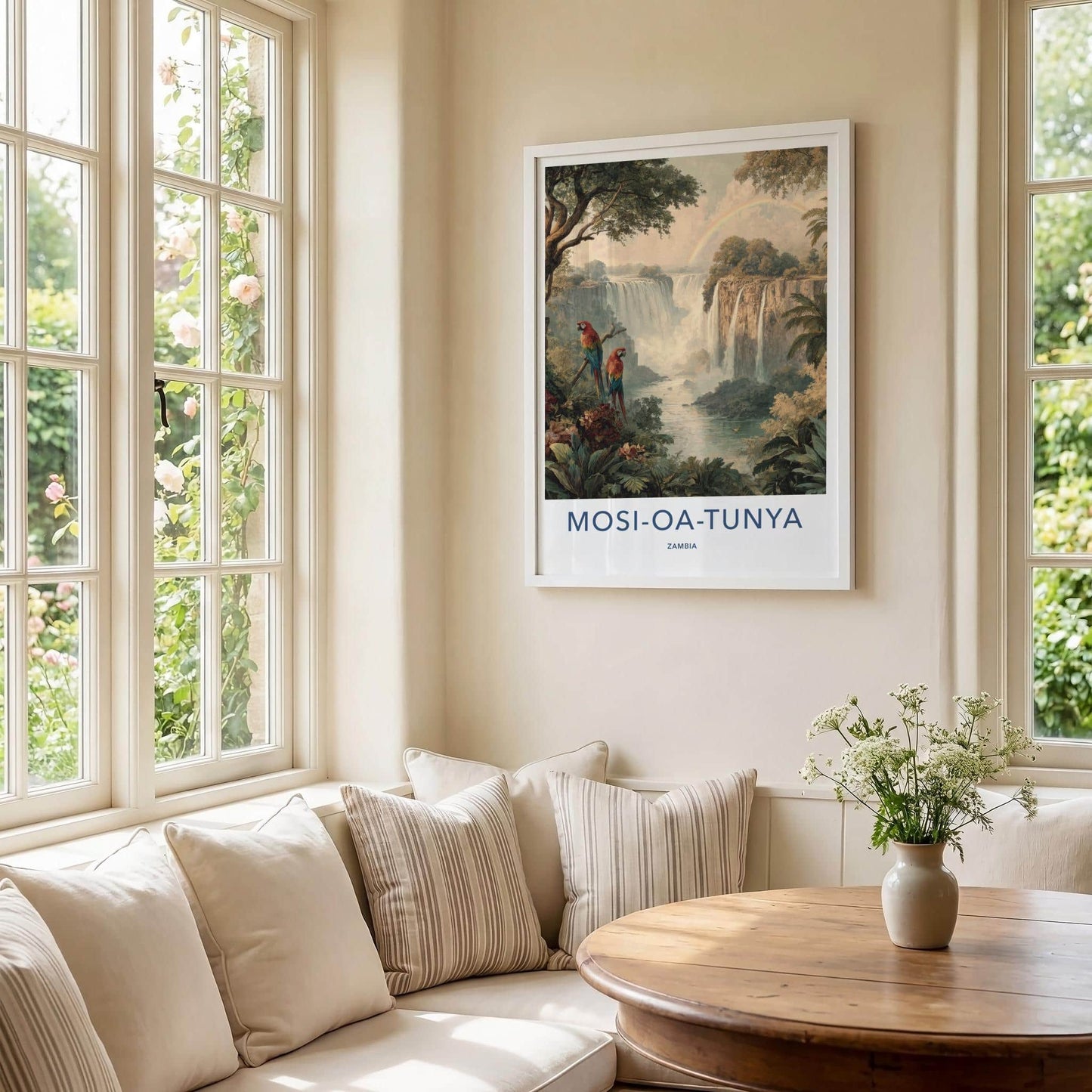 MOSI-OA-TUNYA Poster - Zambia Travel Art - Lush Jungle Waterfall Home Decor