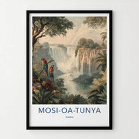 MOSI-OA-TUNYA Poster - Zambia Travel Art - Lush Jungle Waterfall Home Decor