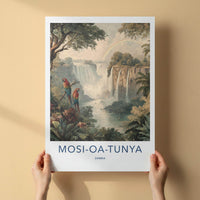 MOSI-OA-TUNYA Poster - Zambia Travel Art - Lush Jungle Waterfall Home Decor