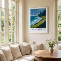 Moskenesoya Poster - Norway Travel Art - Coastal Mountain Trail Wall Decor