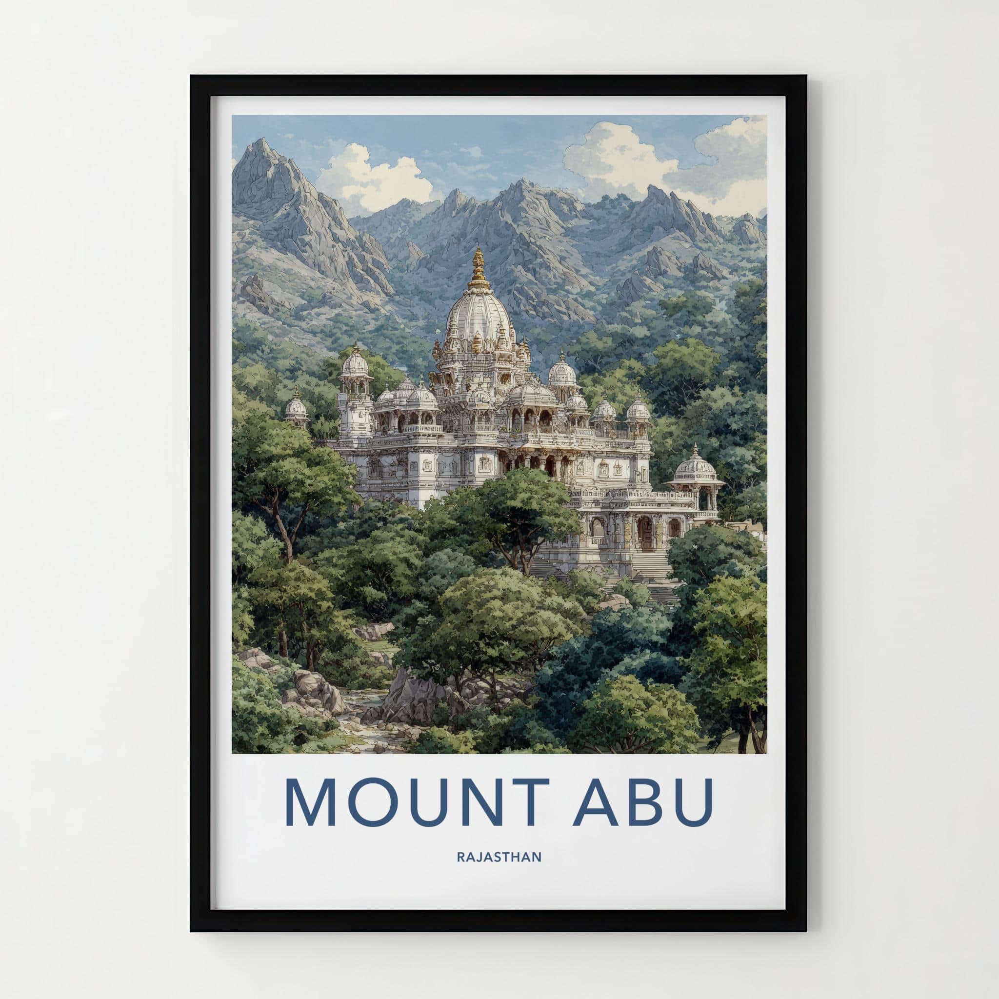 Mount Abu Poster - India Travel Art - Rajasthan Ornate Temple Home Decor