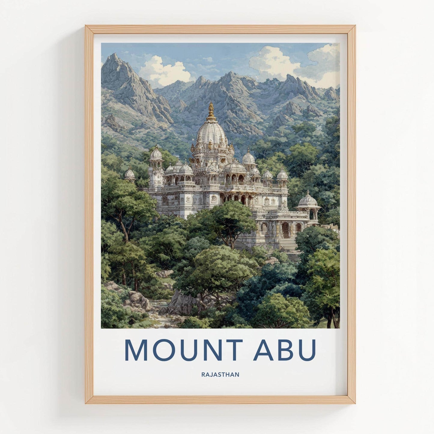 Mount Abu Poster - India Travel Art - Rajasthan Ornate Temple Home Decor