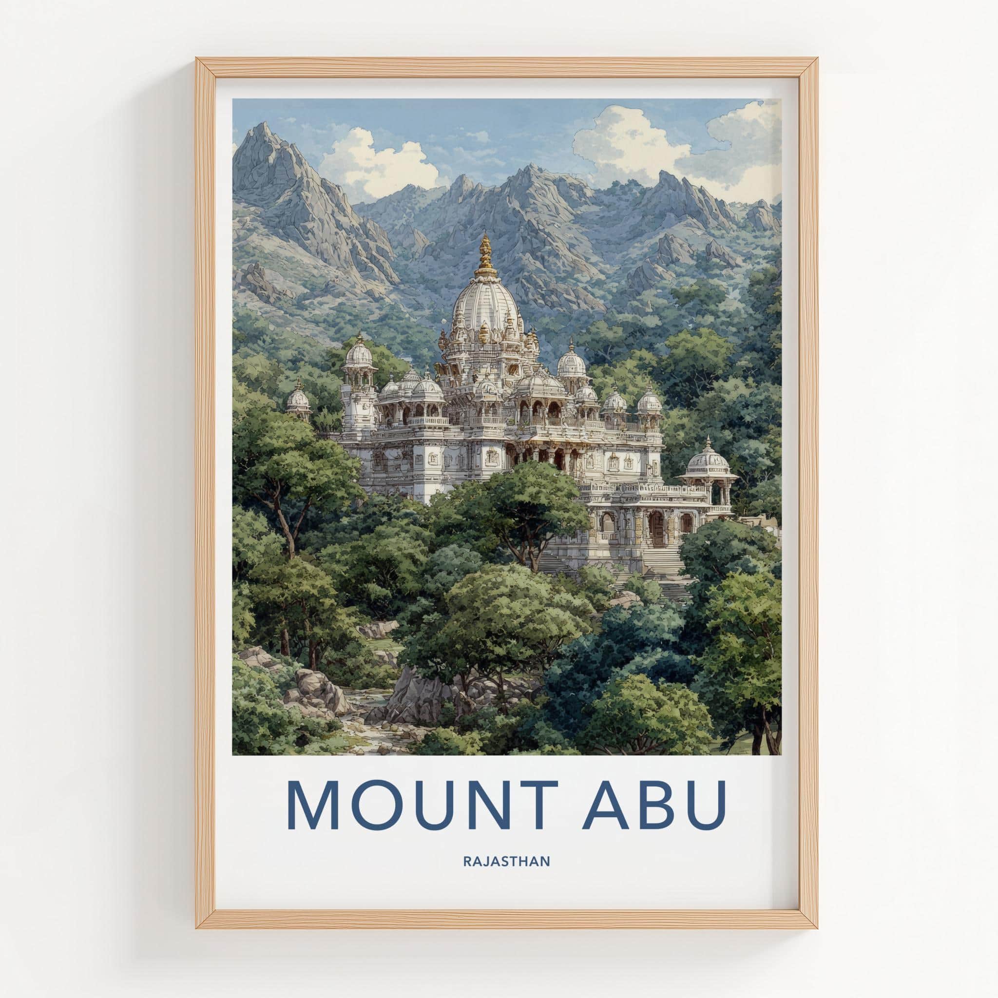 Mount Abu Poster - India Travel Art - Rajasthan Ornate Temple Home Decor