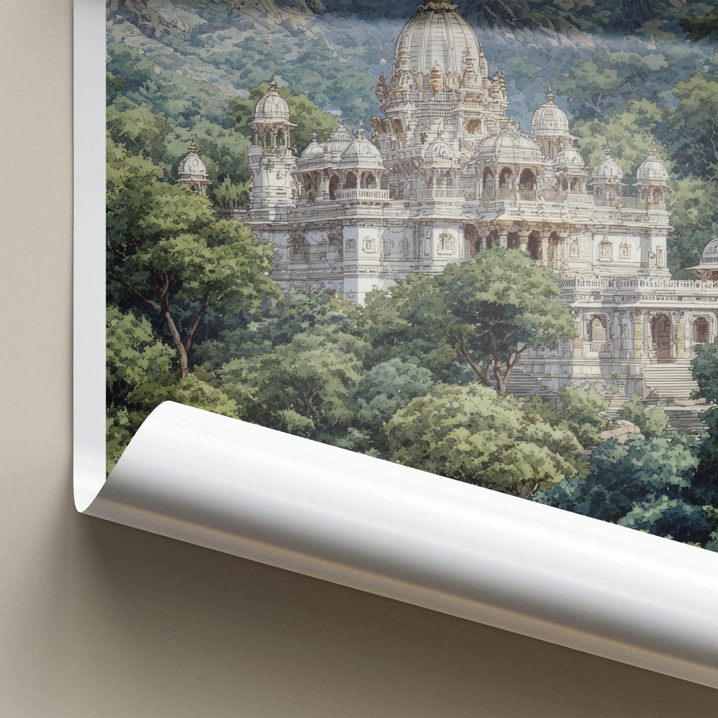 Mount Abu Poster - India Travel Art - Rajasthan Ornate Temple Home Decor
