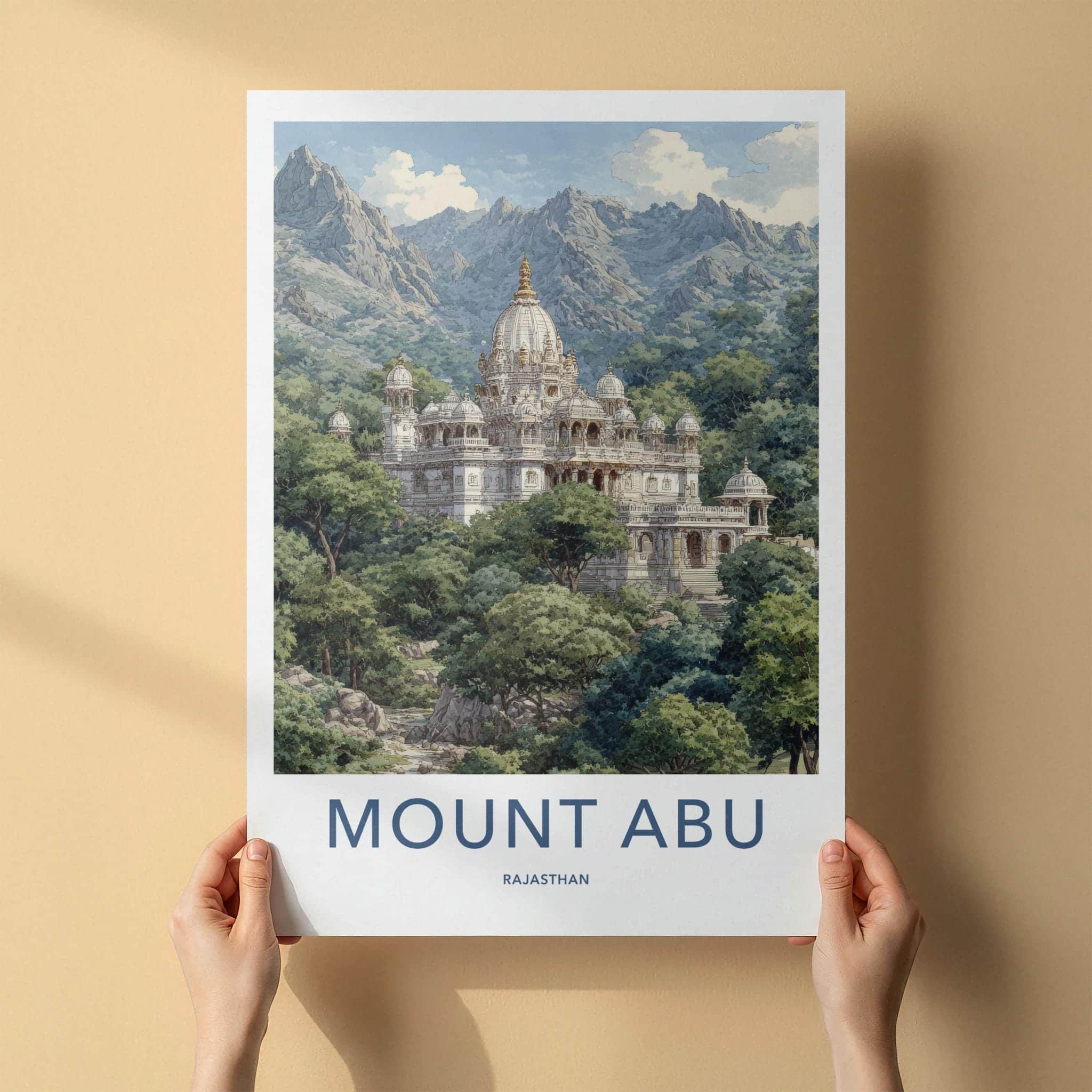 Mount Abu Poster - India Travel Art - Rajasthan Ornate Temple Home Decor