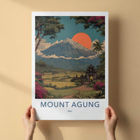 Mount Agung Poster - Indonesia Travel Art - Mountain Temple Sunset Home Decor