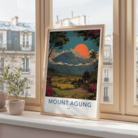 Mount Agung Poster - Indonesia Travel Art - Mountain Temple Sunset Home Decor