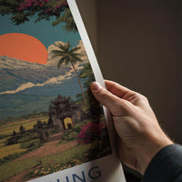 Mount Agung Poster - Indonesia Travel Art - Mountain Temple Sunset Home Decor