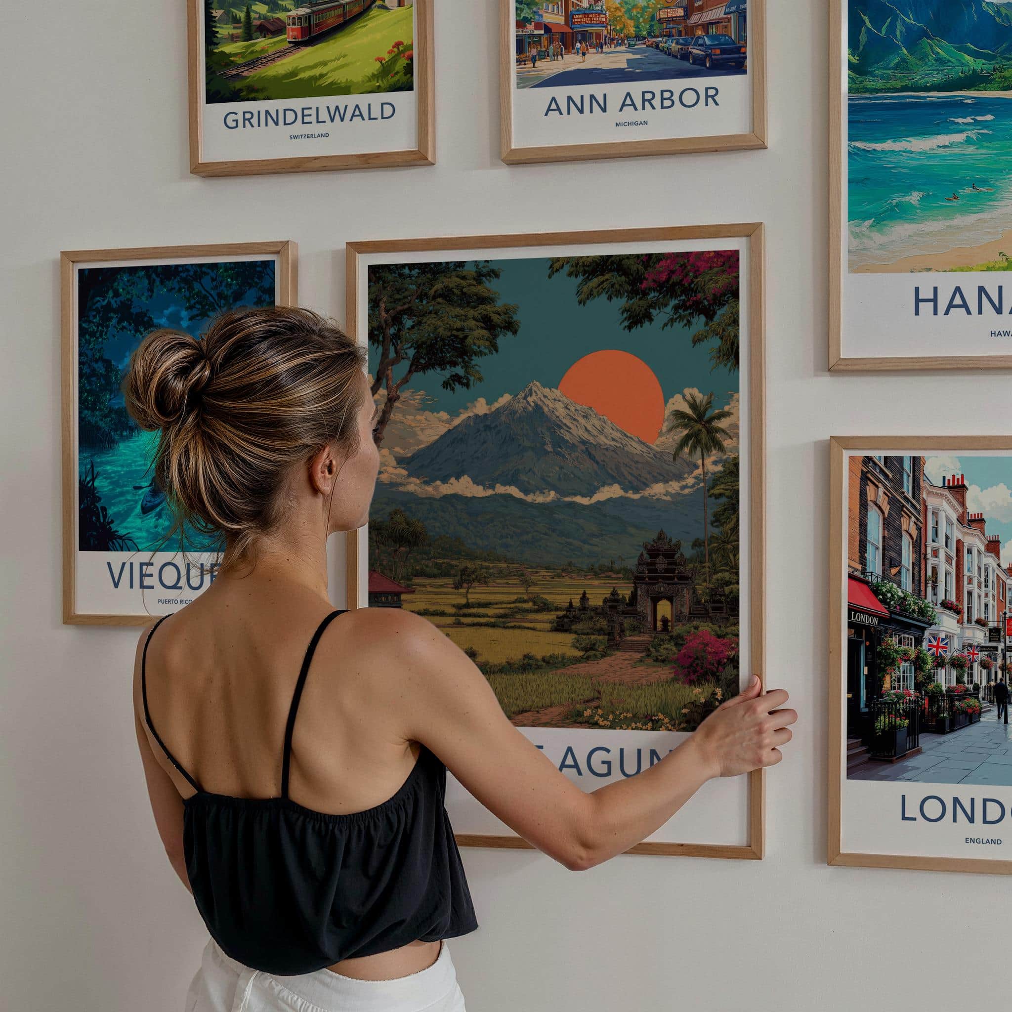 Mount Agung Poster - Indonesia Travel Art - Mountain Temple Sunset Home Decor