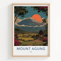 Mount Agung Poster - Indonesia Travel Art - Mountain Temple Sunset Home Decor
