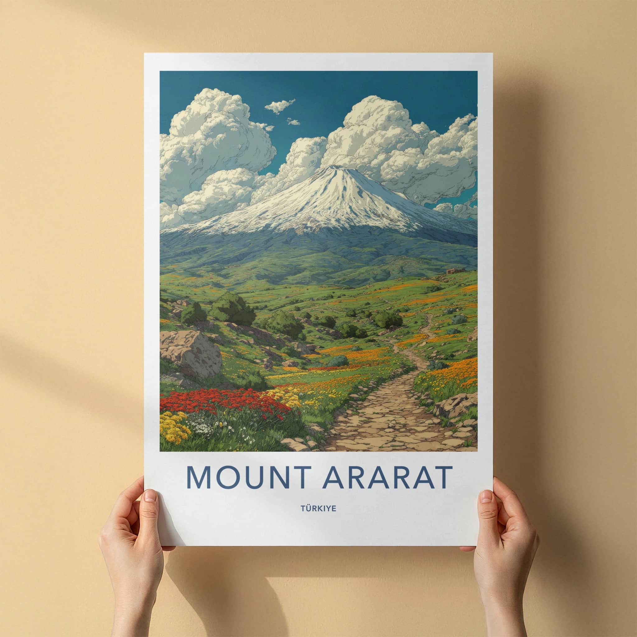 Mount Ararat Poster - Turkiye Art Print - Snowy Peak Path Home Decor