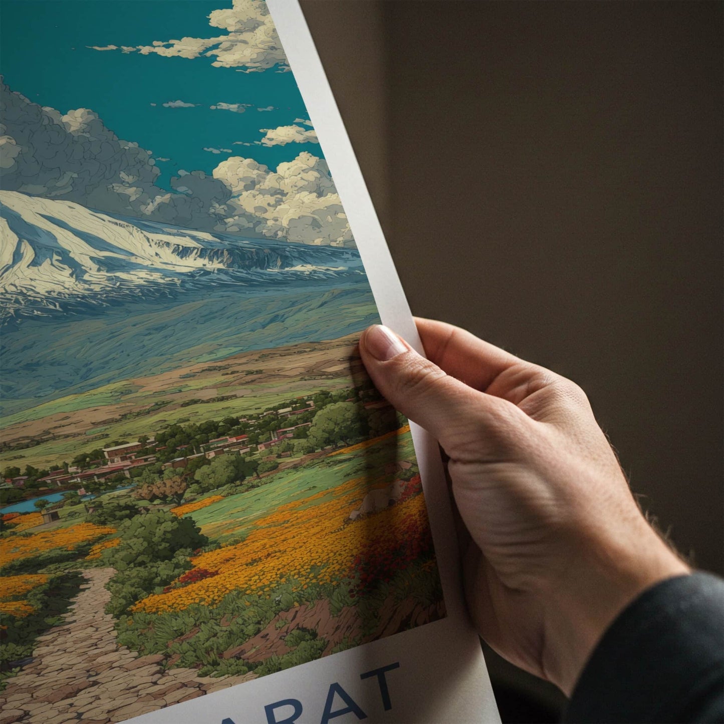 Mount Ararat Poster - Turkiye Travel Print - Snowy Summit Meadow Home Art