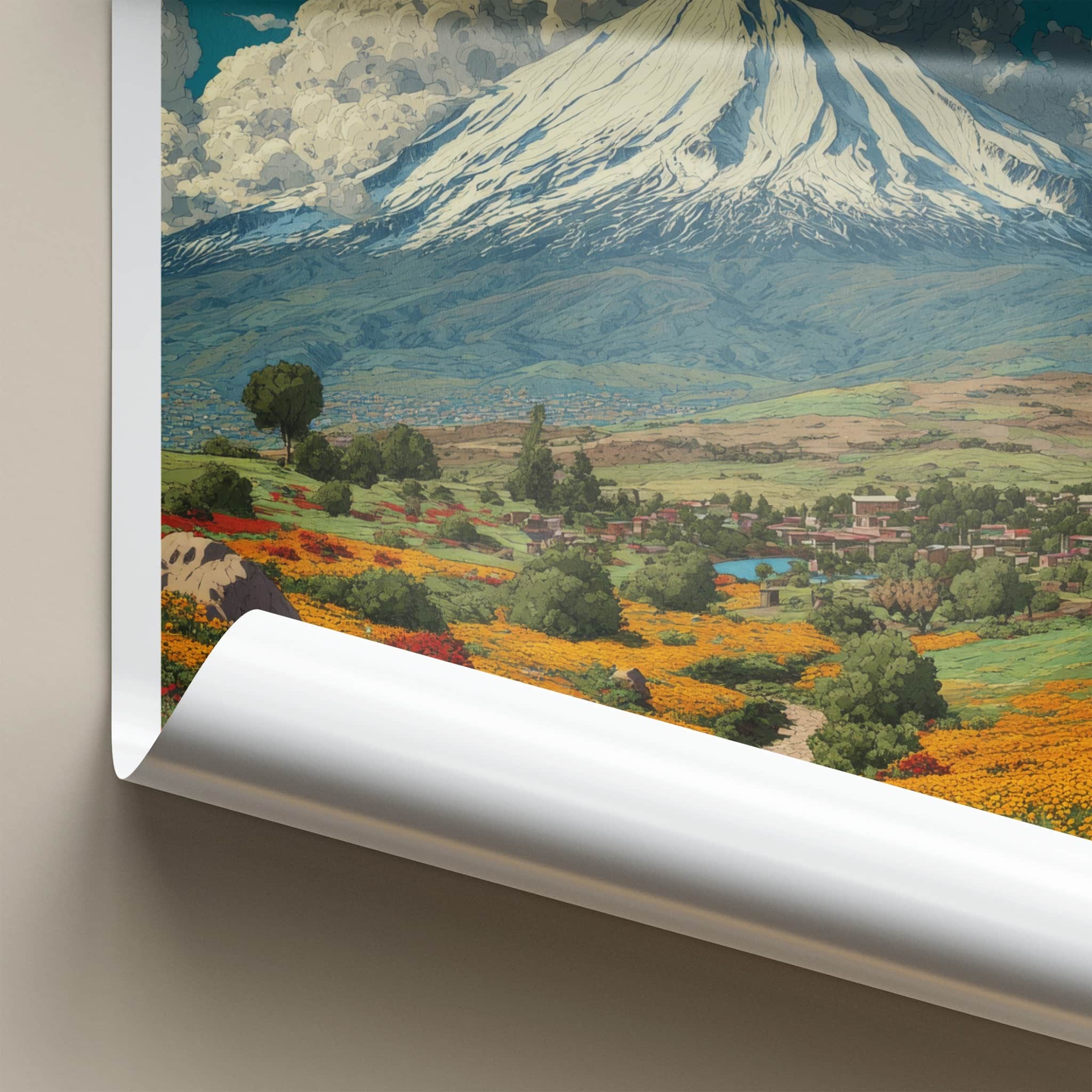 Mount Ararat Poster - Turkiye Travel Print - Snowy Summit Meadow Home Art