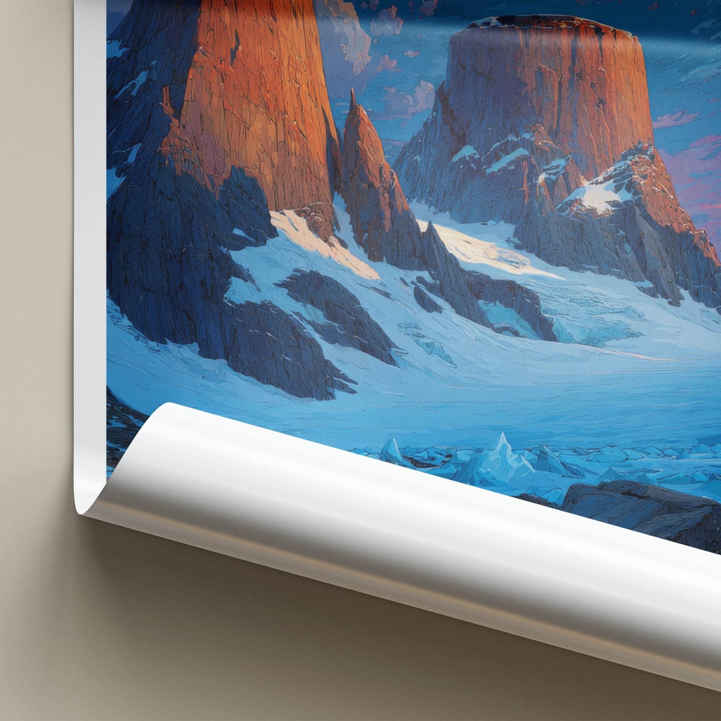 Mount Asgard Poster - Canada Travel Art - Snowy Mountain Peaks Home Decor