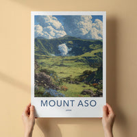 Mount Aso Poster - Japan Travel Art - Volcanic Crater Plume Home Decor