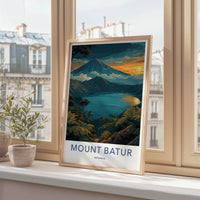 Mount Batur Poster Indonesia Crater Lake Sky Travel Print