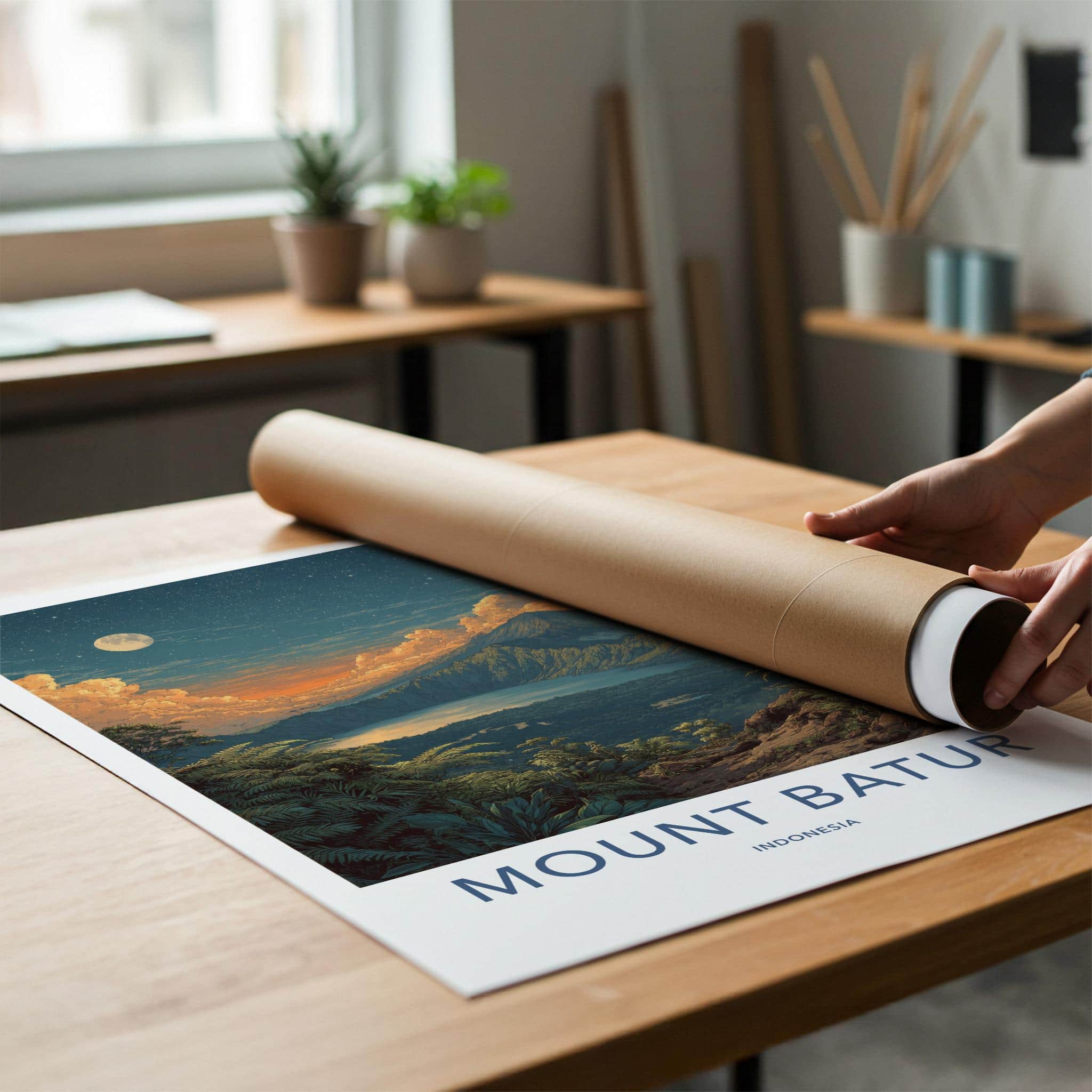Mount Batur Poster - Indonesia Fine Art - Volcanic Crater Night Gallery Art