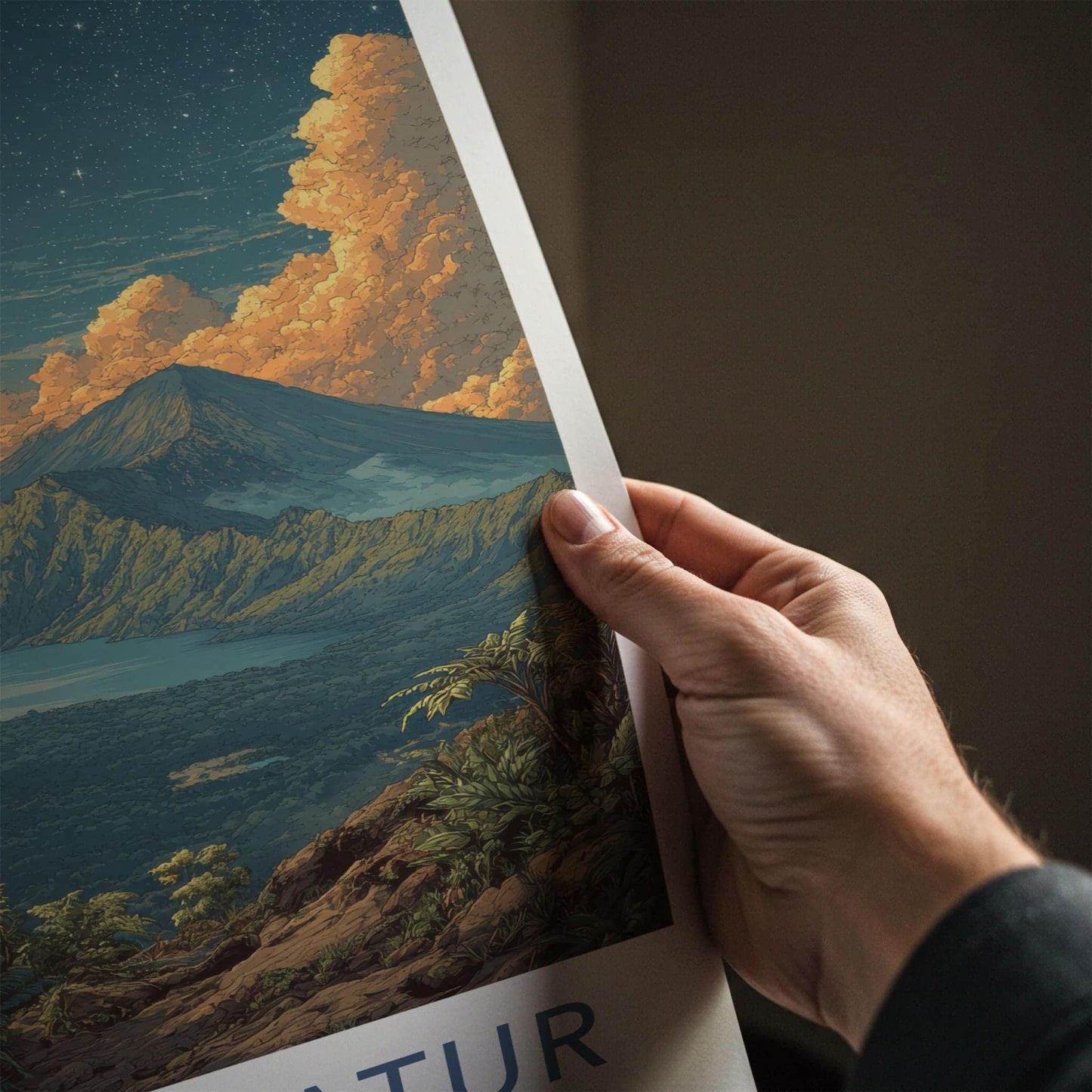 Mount Batur Poster - Indonesia Fine Art - Volcanic Crater Night Gallery Art