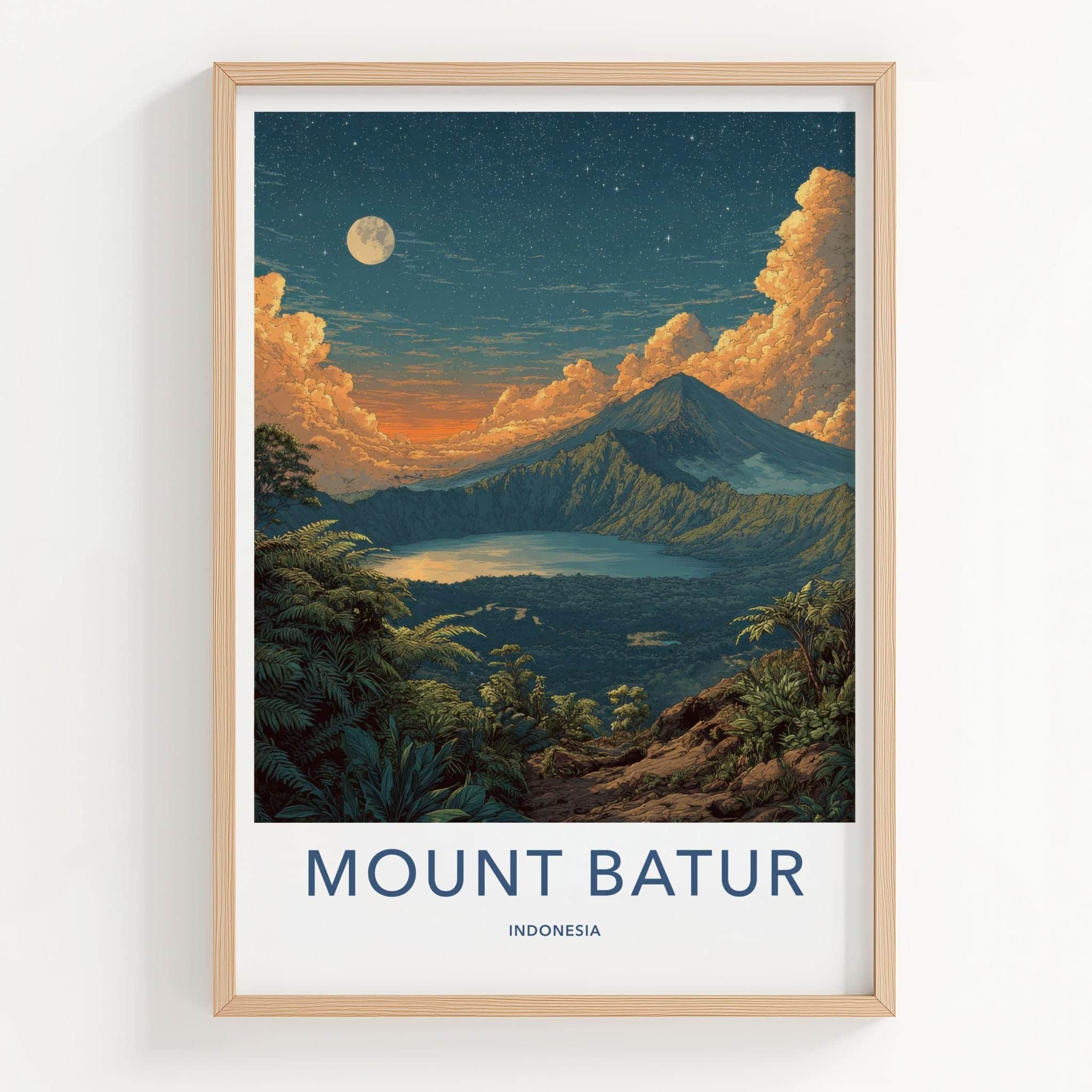 Mount Batur Poster - Indonesia Fine Art - Volcanic Crater Night Gallery Art