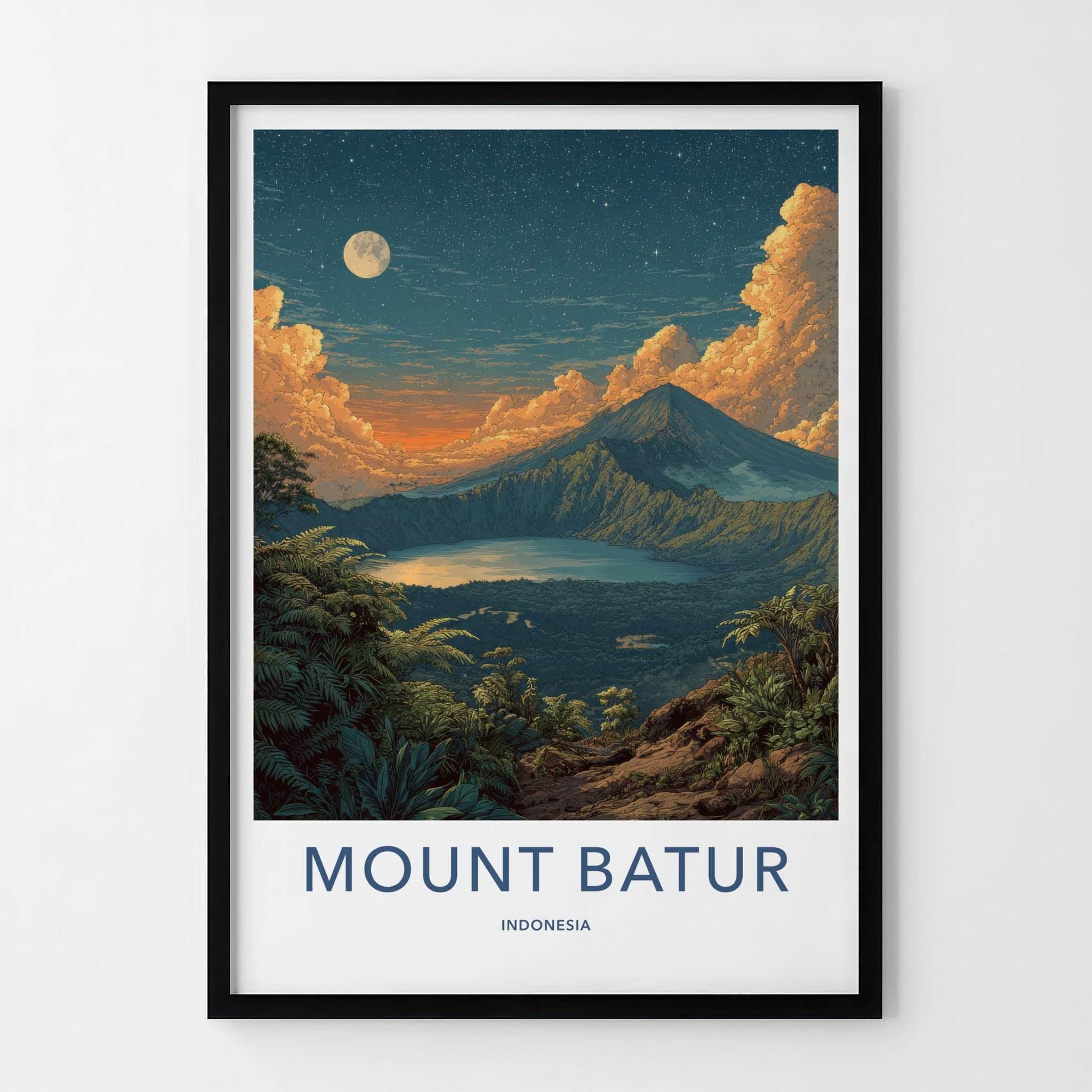 Mount Batur Poster - Indonesia Fine Art - Volcanic Crater Night Gallery Art