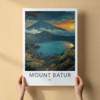 Mount Batur Poster - Indonesia Volcanic Lake Forest Wall Art
