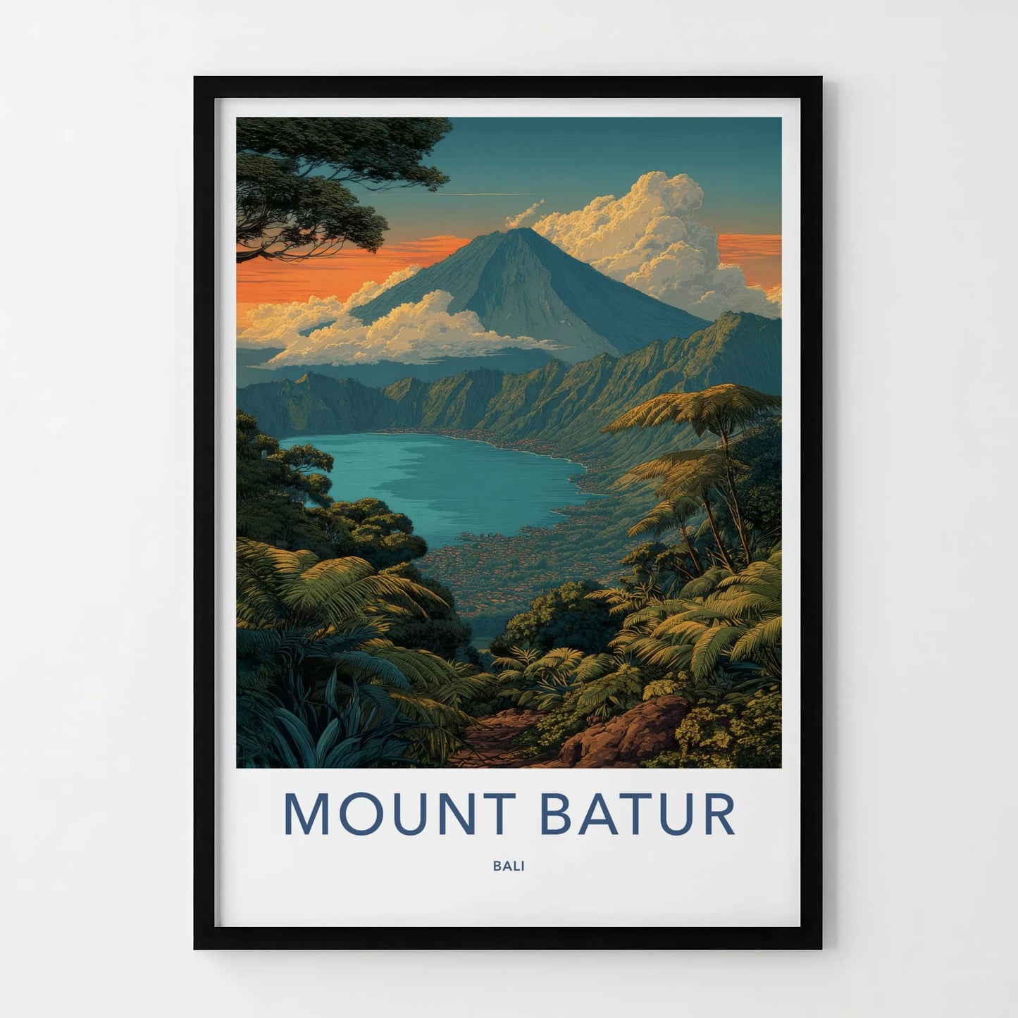 Mount Batur Poster - Indonesia Volcanic Lake Home Decor